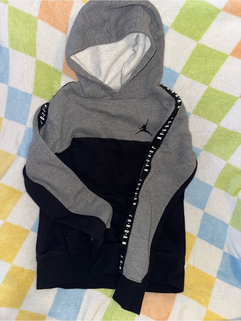 Jordan Kids Two-Tone Gray and Black Pullover Hoodie